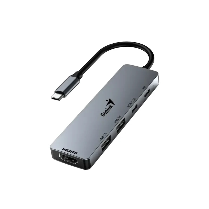 Hub Genius UH-500 Usb-c a 2*USB-A 3.0 /1*USB-C PD 100W /1*HDMI 4K