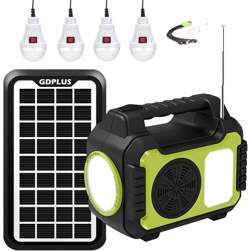 Estacion De Energia Upusa Bat. 48WH 13000MAH + Pan. Solar + 4 Focos Led, Puertos 2*USB-A, 5*DC Fun.