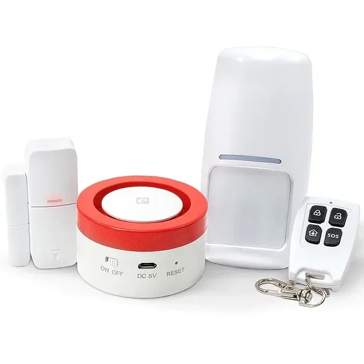 Kit Alarma Smart Wi-fi Tureon PST-H1 (4 en 1) App Tuya, Sirena 120DB + Det. Movimiento + Sensor