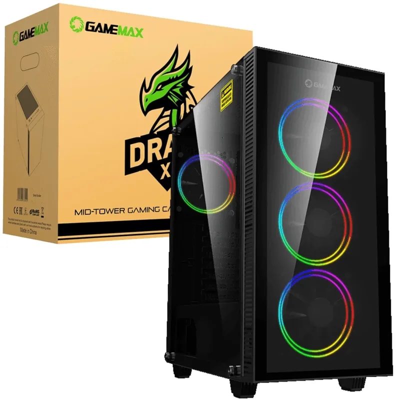 Case GAMEMAX Draco XD ATX USB 2.0/3.0 Fan Front 3*12CM + Post. 1*12CM, Vidrio Temp. Front Y Lat.