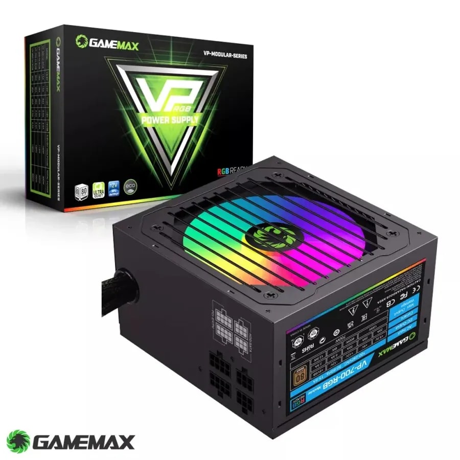 Fuente De Poder GAMEMAX 700W VP-700-RGB-M White Semi-modular 80+ Bronze Fan 12CM RGB Modo Eco