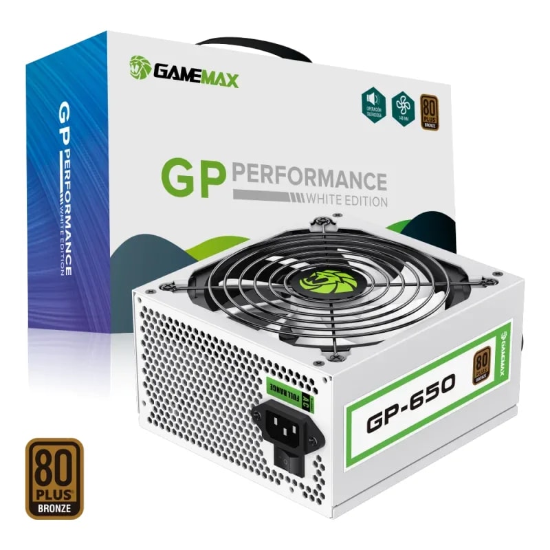 Fuente De Poder GAMEMAX 650W GP-650 WH 80+ Bronze Fan 14CM 100-120V