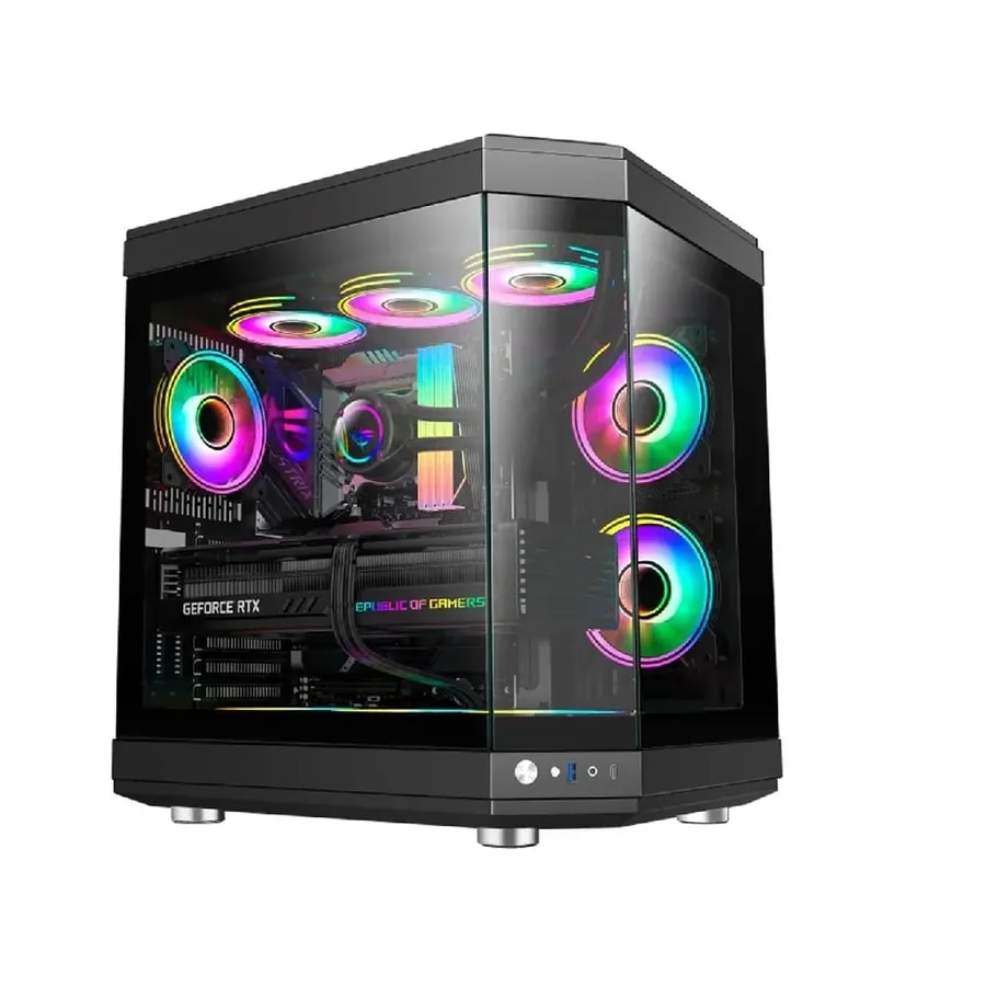 Case GAMEMAX Hype-a WH ATX USB 3.0/2.0 Fan ARGB (post. 1*12CM, Lat. 3*12CM) Panoramico Lat Y Front