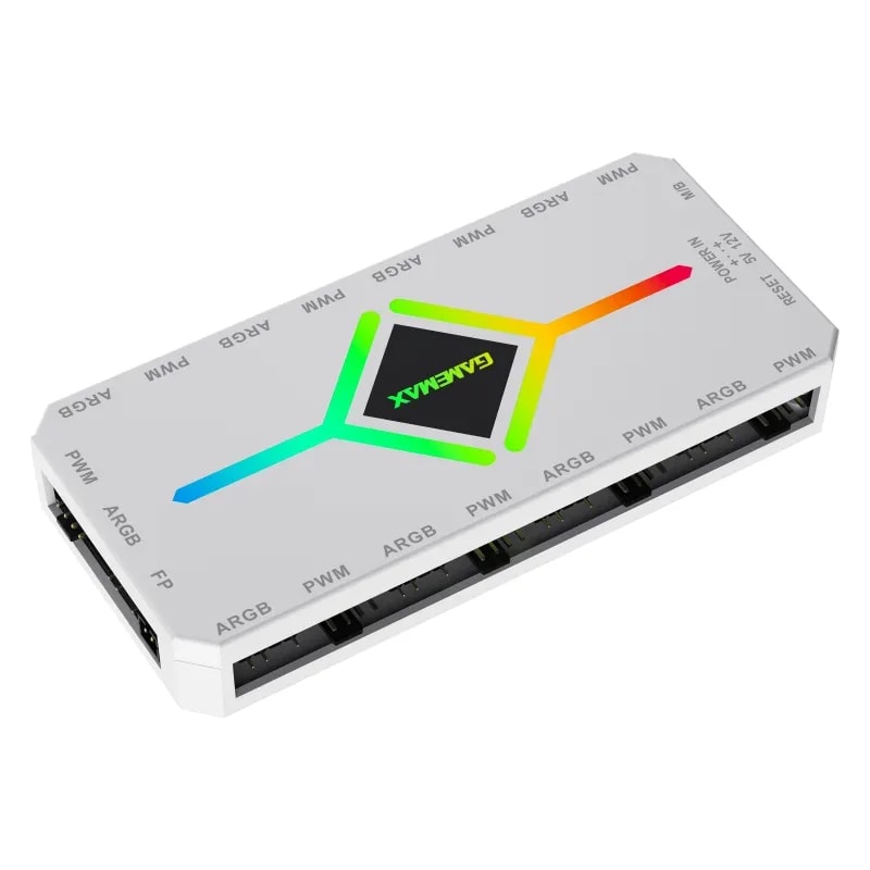 Hub Controlador Argb+pwm GAMEMAX V4.0 WH Diseño Magnetico Sync With Asus, Msi, Gigabyte, Asrock