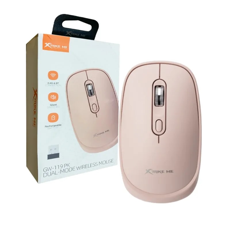 Mouse Xtrike Me GW-119 Pk Dual (2.4GHZ + BT 5,2) 4 Bot. 1600DPI Recargable