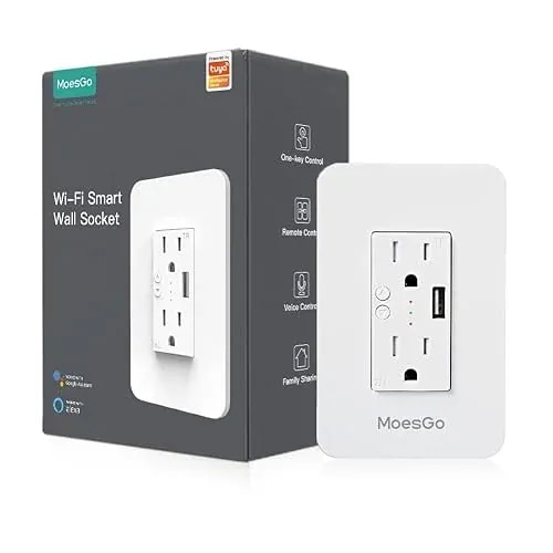 Toma Corriente De Pared Smart TUR-SM-PW801 2*TOMAS + Usb-a/usb-c 110V-250V AC 15A/16A 1800W WIFI