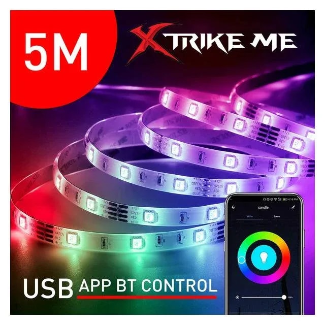 Cinta LED RGB Xtrike Me HT-5050 5M USB 2,0 5V-1A Control Por App Android, iOS