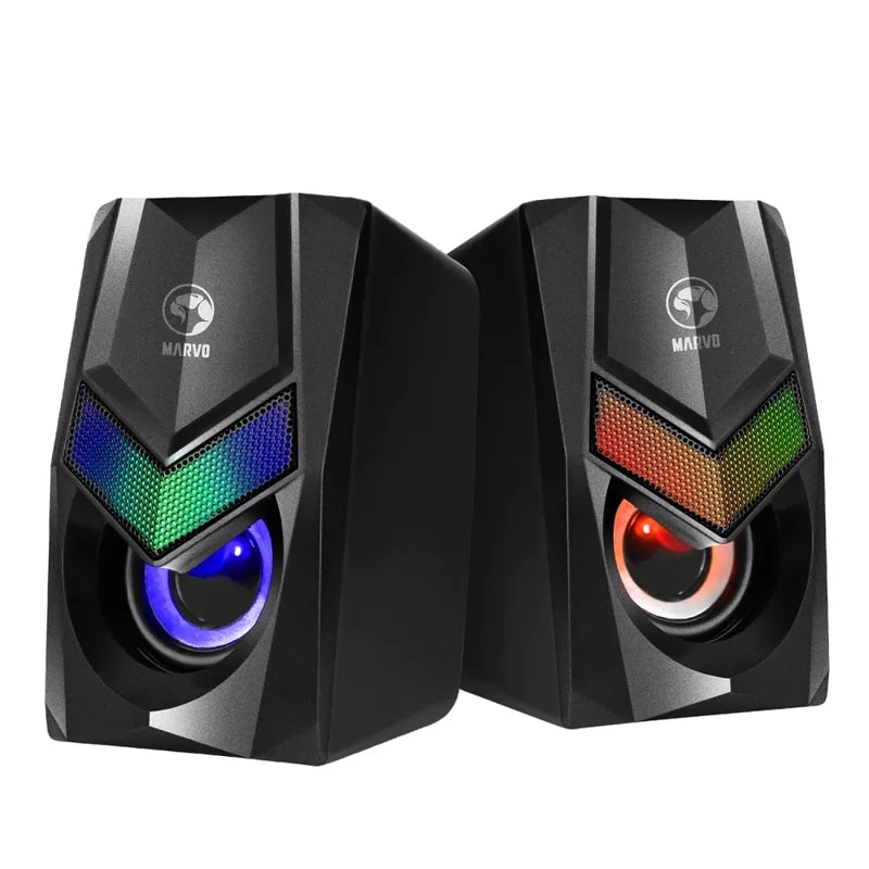 Parlantes PC Marvo SG-118 BK Havoc RGB 2*3W Jack 3.5MM + USB 1.2M