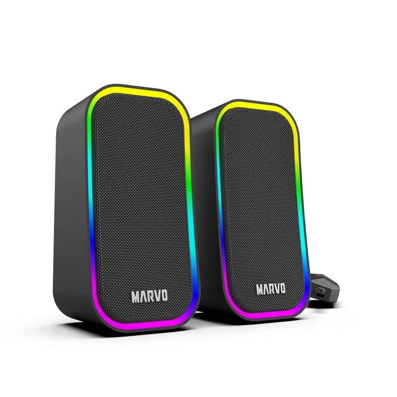 Parlantes PC Marvo SG-285 HAVOC20 BK 3W*2RMS Efectos RGB 5 Modos DC 5V