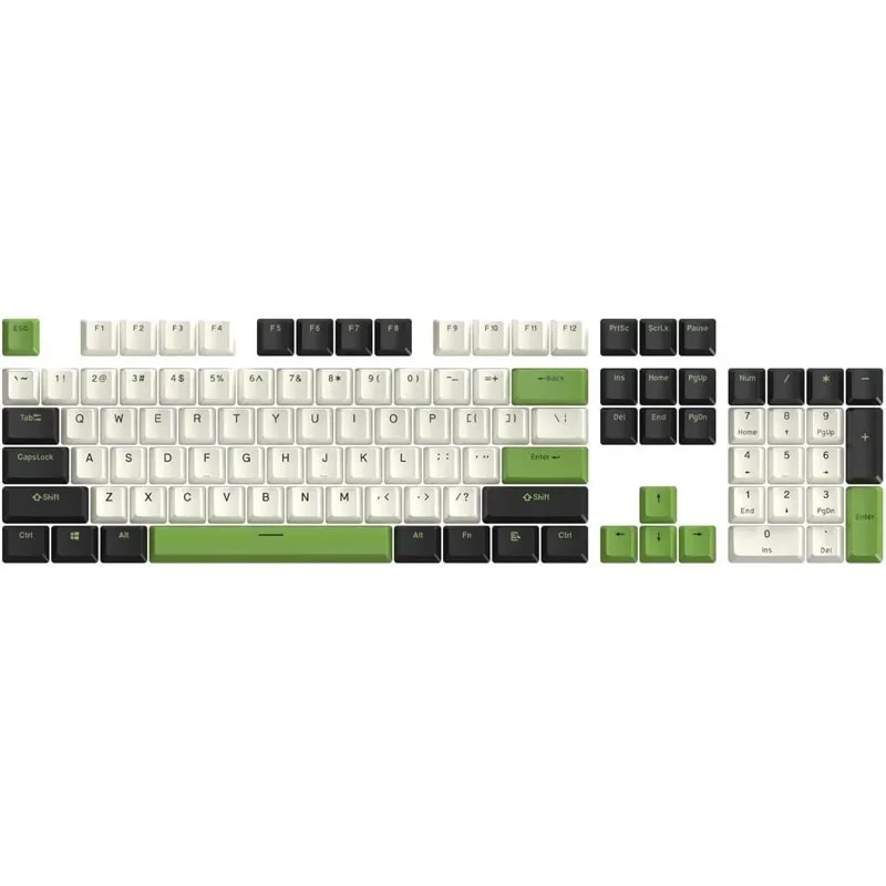 Teclas Marvo KP-02 Gn 3 Colores (white + Green + Black) Pbt Double Injection 124 Keys, Estandar,