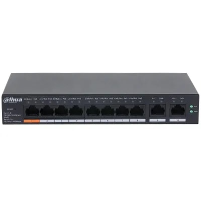 Switch POE Dahua 8 * Puertos Gigabit POE (60W) + 2*UPLINK Gigabit Capa 2 Ideal Cam 4K Ptz, POE