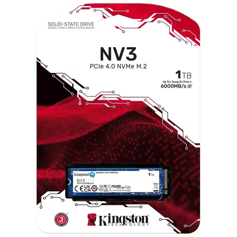 SSD 1TB Kingston M.2 2280 NVME PCIE 4.0 6000MB/S, 4000MB/S SNV3S/1000G