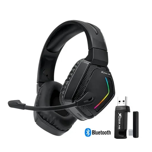 Headphone Xtrike Me GH-512W BK Tri Mode 2.4GHZ/BT/USB-C Microfono RGB Estatico. Bat. 300MAH
