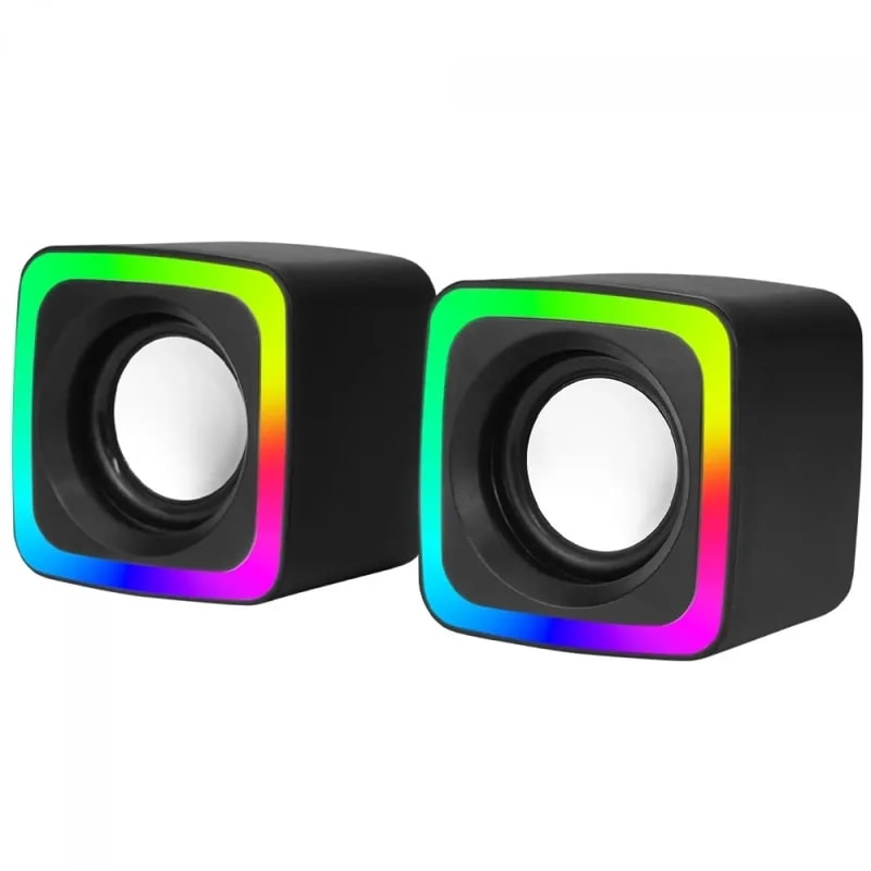 Parlantes PC Xtrike Me SK-201 BK RGB 7 Colores 2*3W Interfaz 3.5MM Jack + USB 2,0