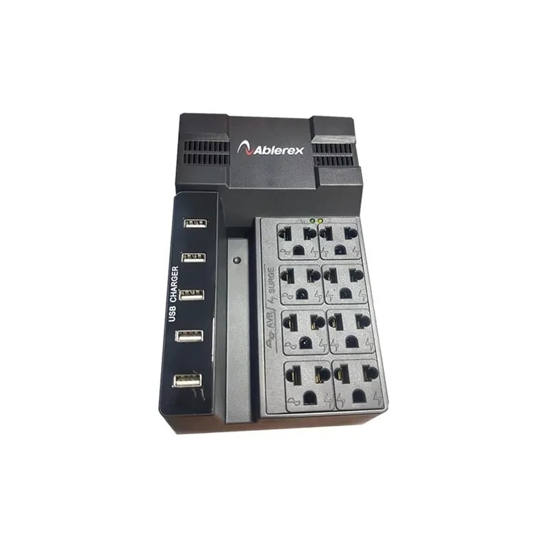 Regulador Ablerex AB-R1208USB 1200VA / 600W / 120V / 8 Tomas / 5 Puertos USB Para Carga