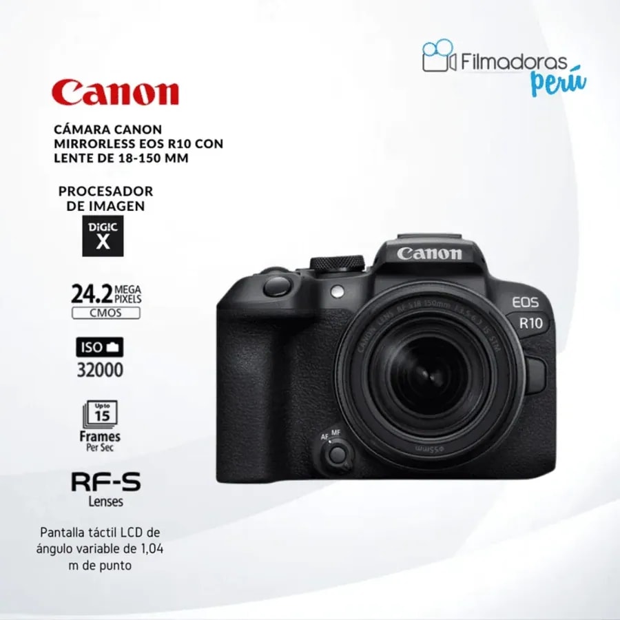 Cámara Canon Mirrorless EOS R10 Con Lente RF 18-150 MM