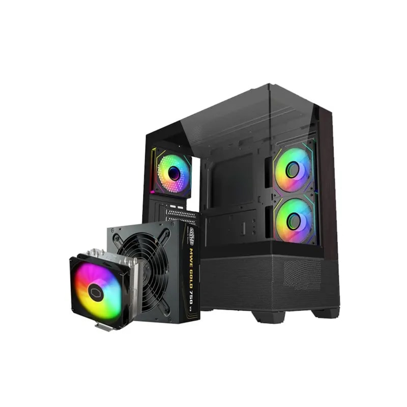 Case Cooler Master E690 MID Tower Black Wood Bundle Fuente 750W Gold – AIR Cooler 212 Spectrum
