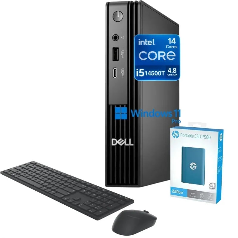 Computador Dell PRO MFF QCM1250 / Core I5 / 14500T / DDR5 / 512GB / 16GB / 4800 MTS / W11PRO / 3Y