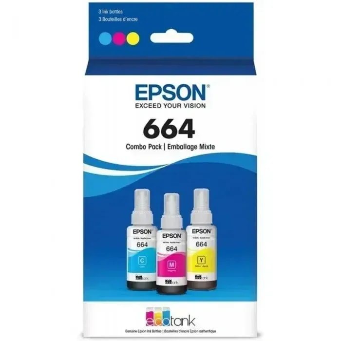 Epson T664 Pack 3 Cyan Magenta / Amarillo L200 / L350 / L355 T664520-3P