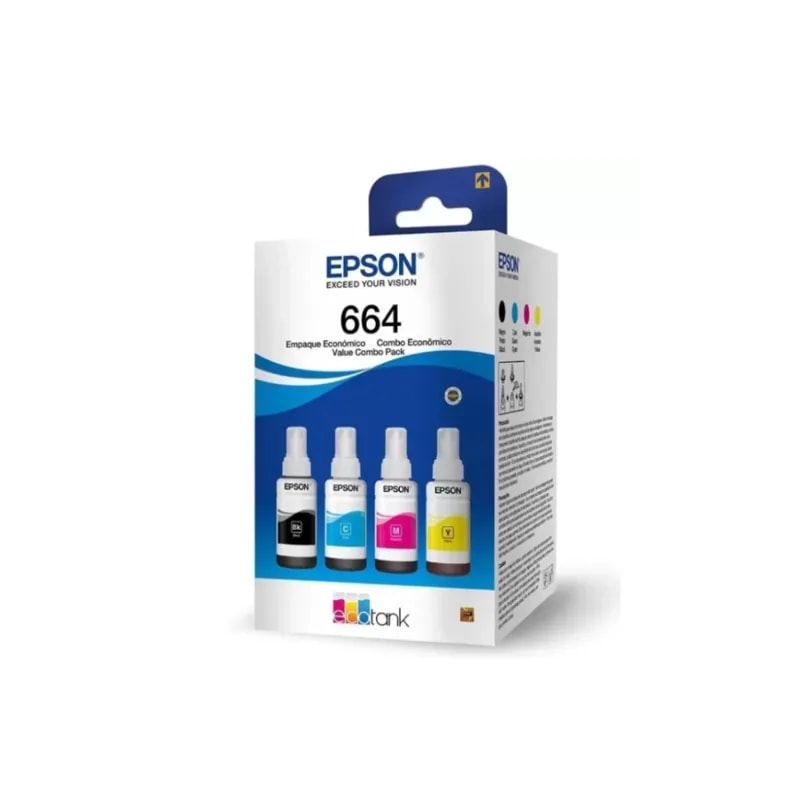 Botellas Epson T664 Pack 4 Negro / Cyan / Magenta / Amarillo L200 / L350 / L355