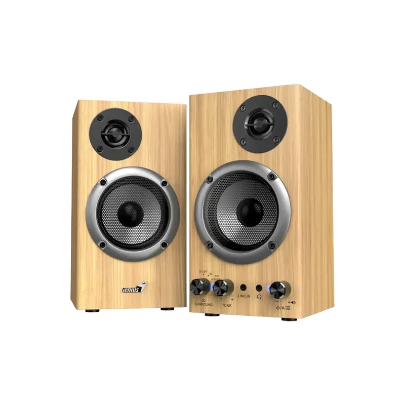 Parlante Genius SP-HF520BT 2.0 Color Madera / BT 5.3 / RMS 20W / Sonido Envolvente 3D / Fuente