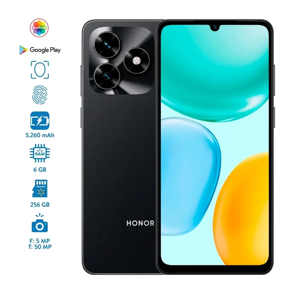 Celular Honor X5C Plus 6GB RAM 256GB alm. 6.74 pulg 50MP Trasera 5MP Frontal Cyan