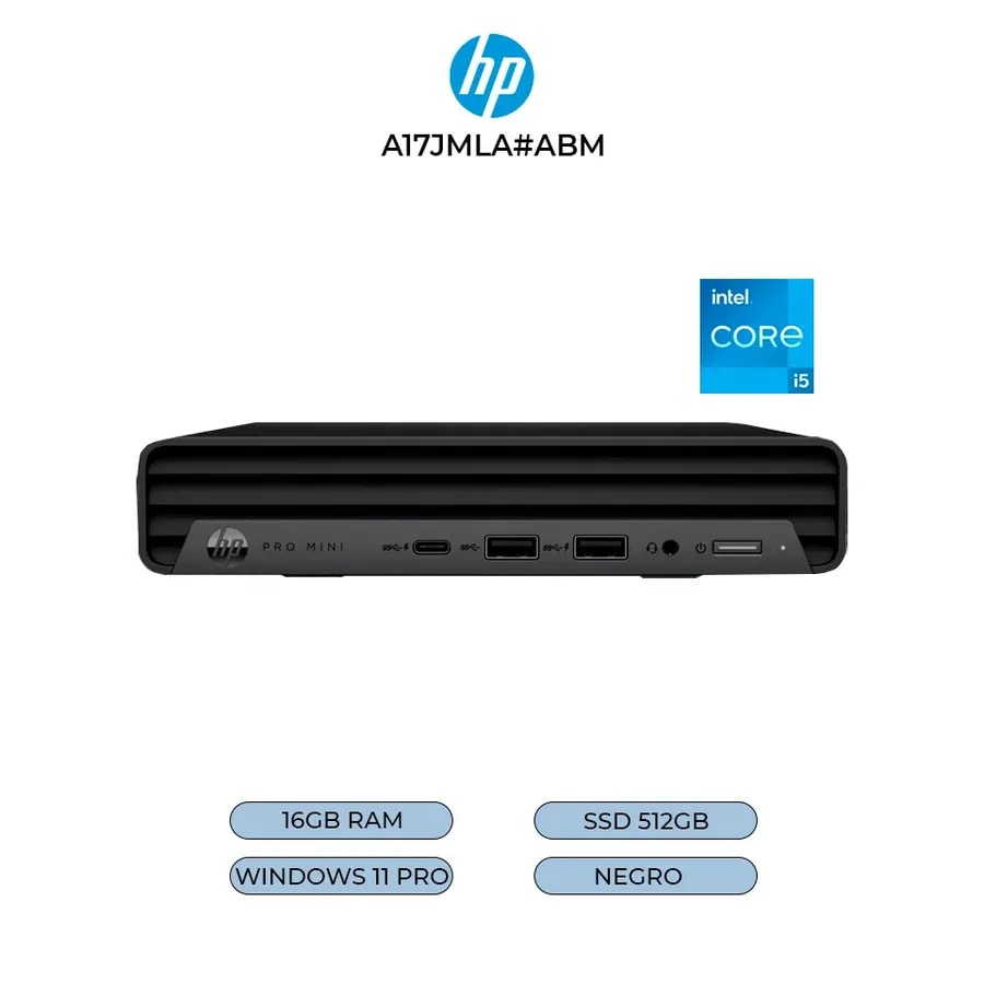 Computador HP A17JMLA#ABM Prodesk 400 G9 Mini i5 14500T 16GB DDR5 4800 512GB M.2 SSD Wifi+bt W11