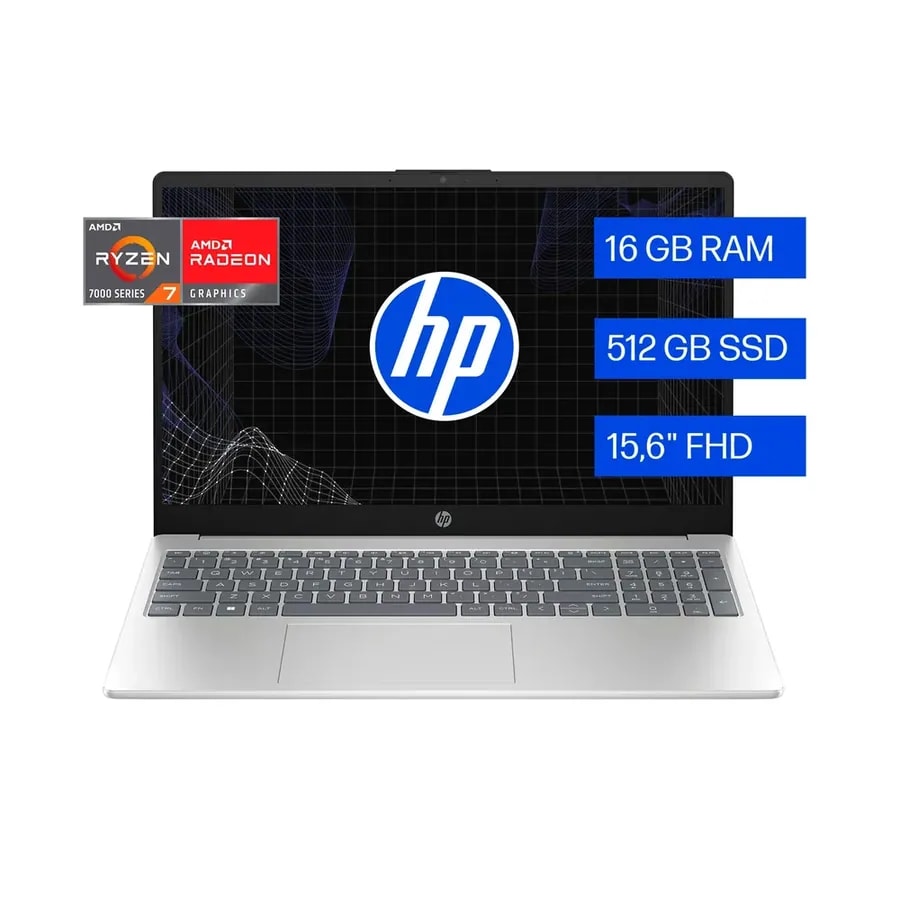 Computador HP Portatil 15-FC0372LA / R7-7730U / 512GB / 16GB / 15.6 / WIN 11 / Silver
