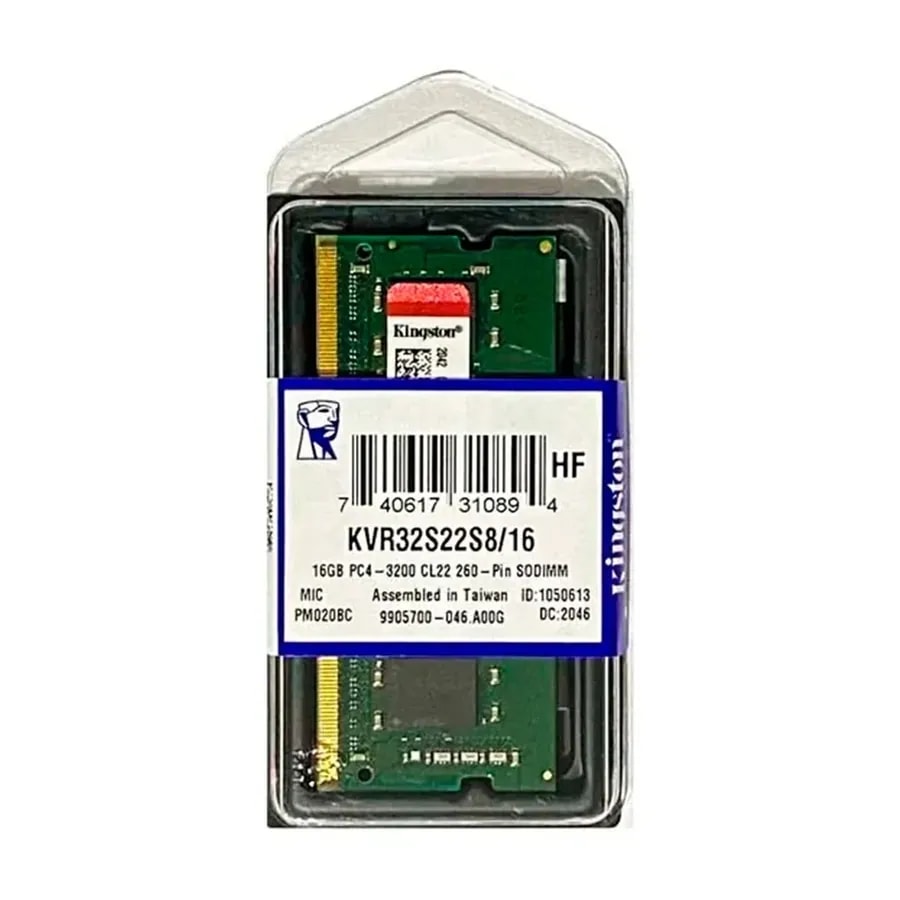 Memoria RAM Kingston KVR32S22S8 / 16 16GB DDR4 3200 Sodimm PC4 1RX8 CL22 2G X 64-BIT