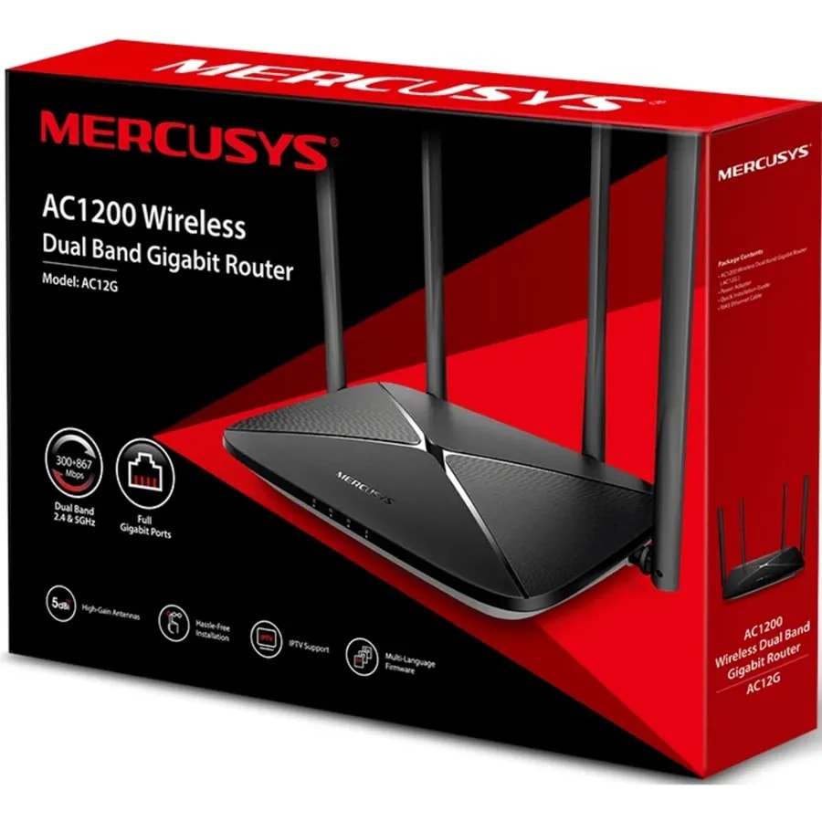 Router Mercusys AC12G AC1300 / 4 ANT / Puertos Gigabit / Mu-mimo 2X2
