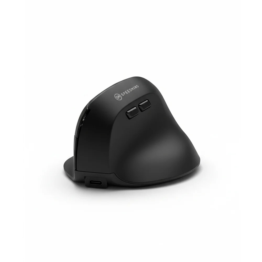 Mouse Speedmind Wireless 2.4GHZ Y BT Vertical Ergonomico / Recargable / 6 Botones / Negro