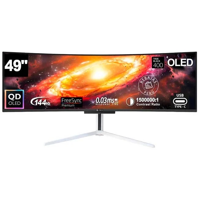 Monitor Teros TE-4921G 49PULG LED Dqhd Curvo 5120X1440 144HZ 0.03MS Audio OUT DP HDMIX2 RJ45 Usb-a