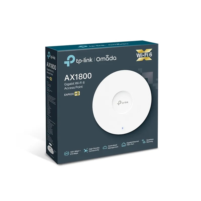 Access Point Tp-link EAP620HD, AX1800, Dual Band, Mu-mimo, Alta Densidad, POE, Omada