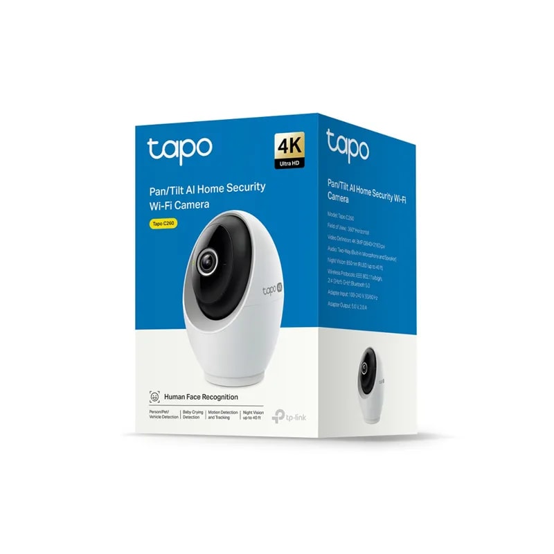 Cámara TP-Link Tapo C260 / 4K / Vision A Color / Audio Bidireccional / Reconocimiento Rostros /