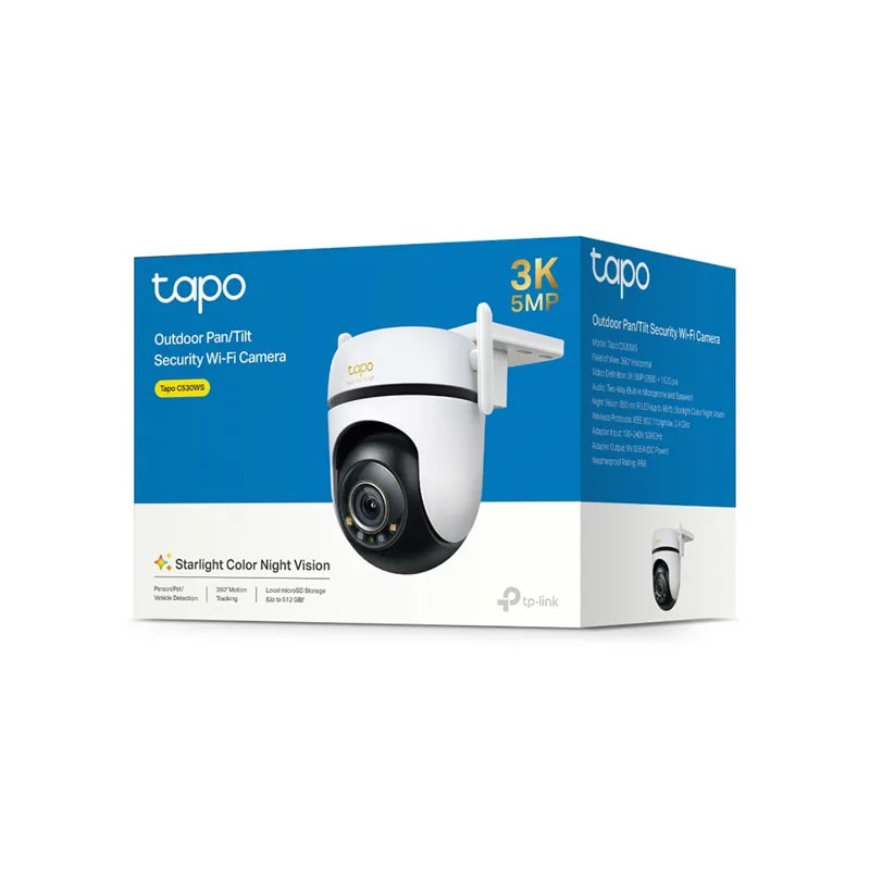 Cámara TP-Link Tapo C530WS / 360 Grados / IP66 / 5MP / Detec. IA / Vision Nocturna Color / Audio BI