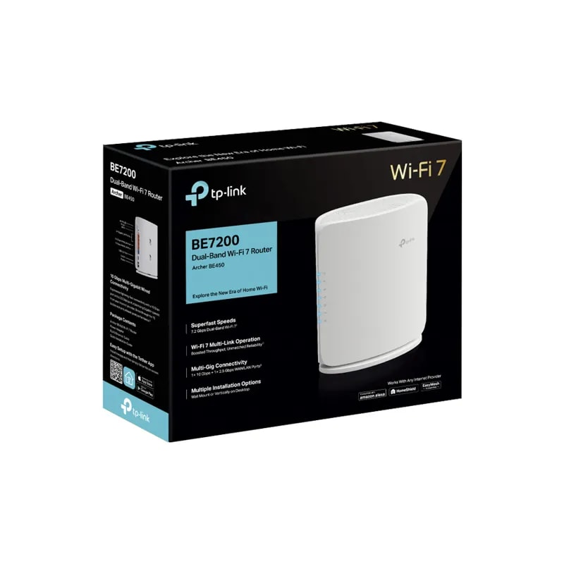 Router TP-Link Archer BE450 WIFI 7 / BE7200 / 5 Puertos Ethernet / Conexion De 10G Y 2.5G / Puerto