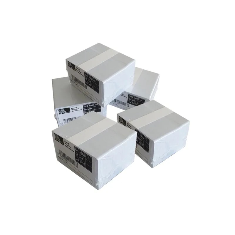 Tarjetas PVC Zebra White PVC Cards, 30 MIL (500 Cards)