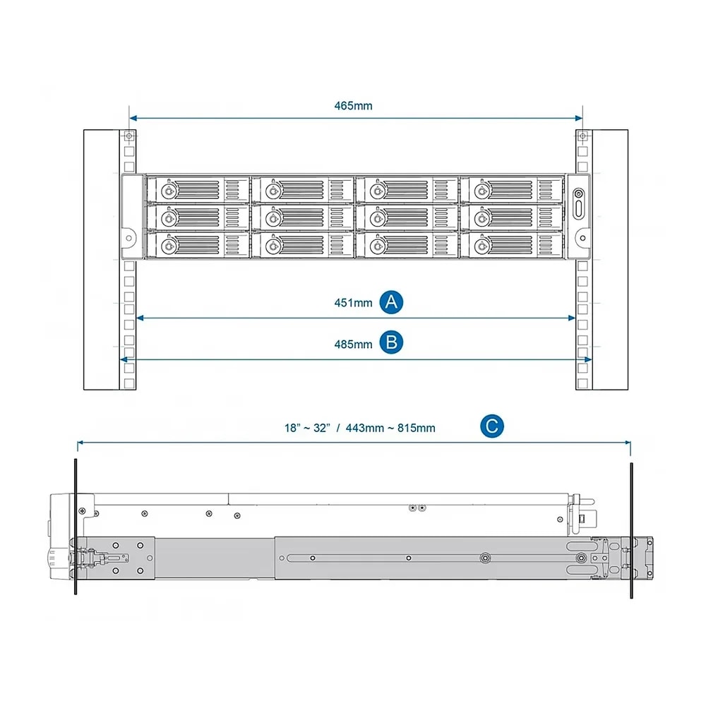 Rail Kit Qnap for 2 RU Rackmount Models