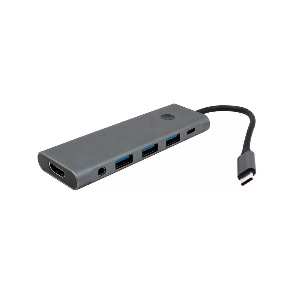 HUB AP-106 9 In1 Usb-c to Usb-c 2xUSB-2.0 USB-3.0 HDMI-4K SD Audio TF PD100W Silver