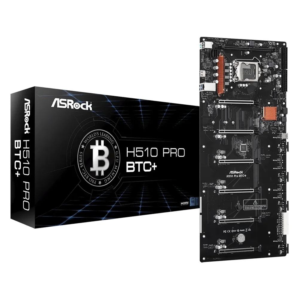 Mainboard Asrock H510 PRO BTC Plus 11VA. LGA1200 DDR4 HDMI 6PCI-EX3.0 M.2 2USB3.2