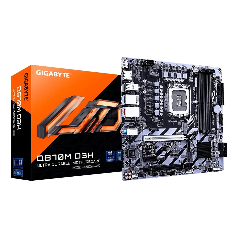 Mainboard Gigabyte Q870M-D3H LGA18514DDR5-6400 HDMI 2DP 2M.2 13USB PCIe5.0 Micro-ATX