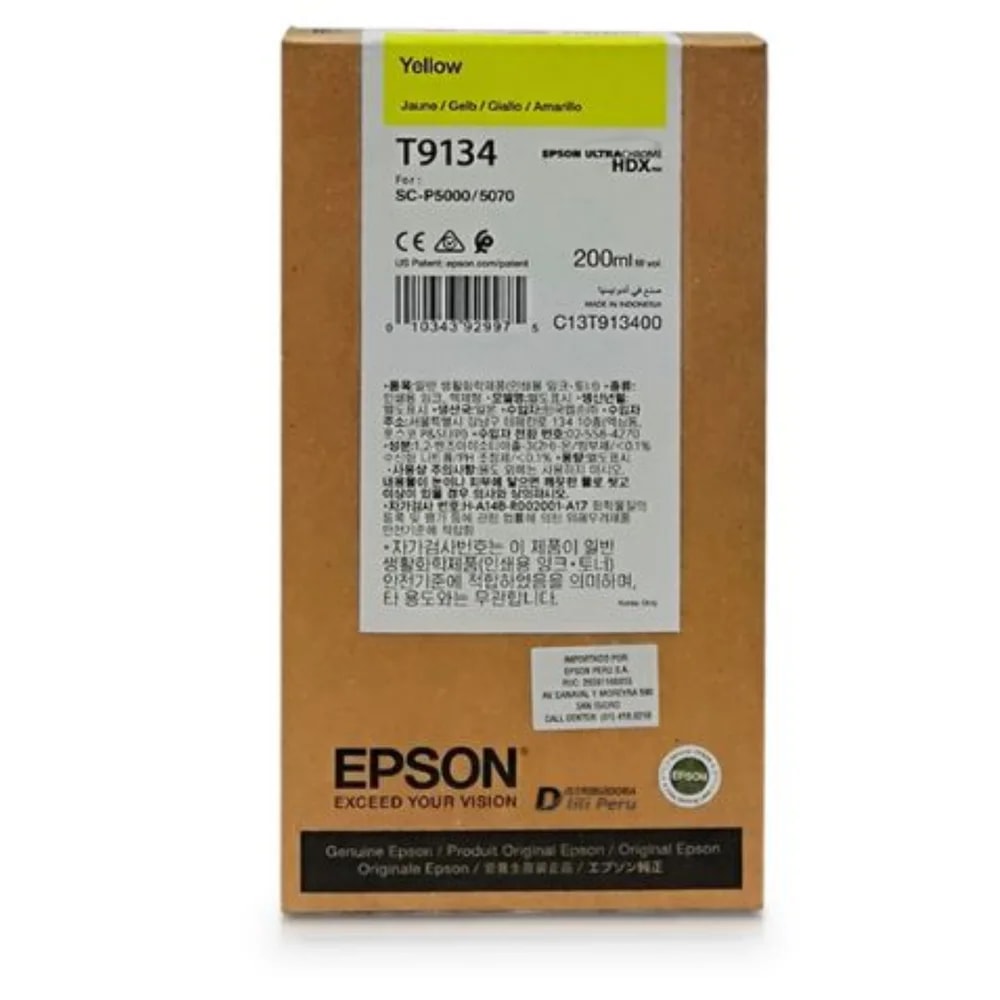 Cartucho Epson T913400 Ultrachrome HDX Amarillo 200ML