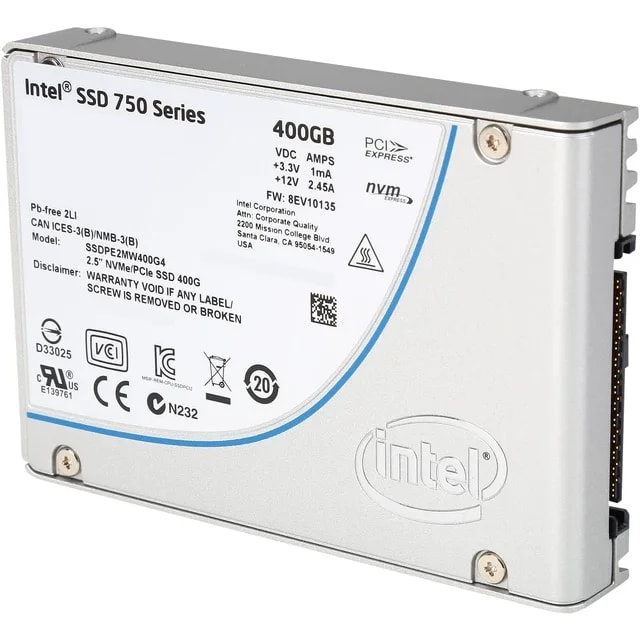 Solid State Drive Intel 750 Series 400GB NVME PCIE 3.0 X4 2.5INC. X 15MM U.2
