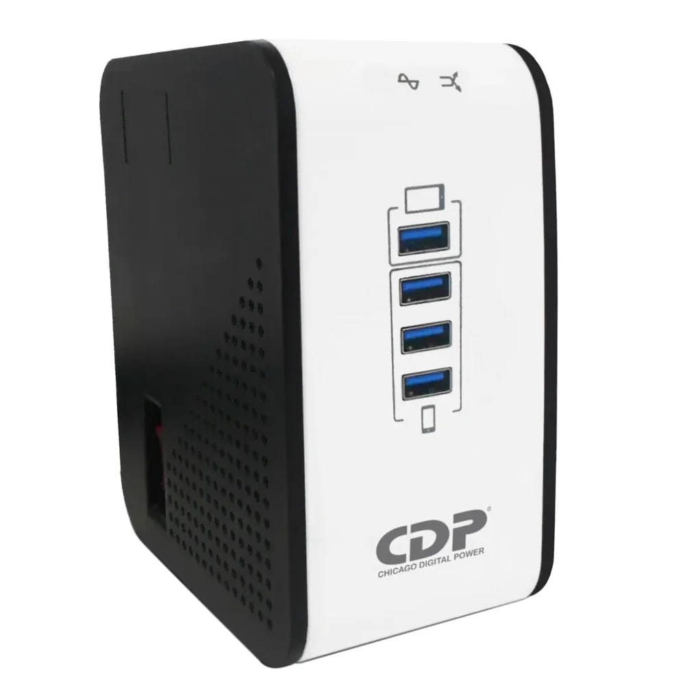 Regulador CDP R2CU-AVR1008 1000VA-500W-ENTRADA-SALIDA 110VAC-8 Nema 5-15R-4USB
