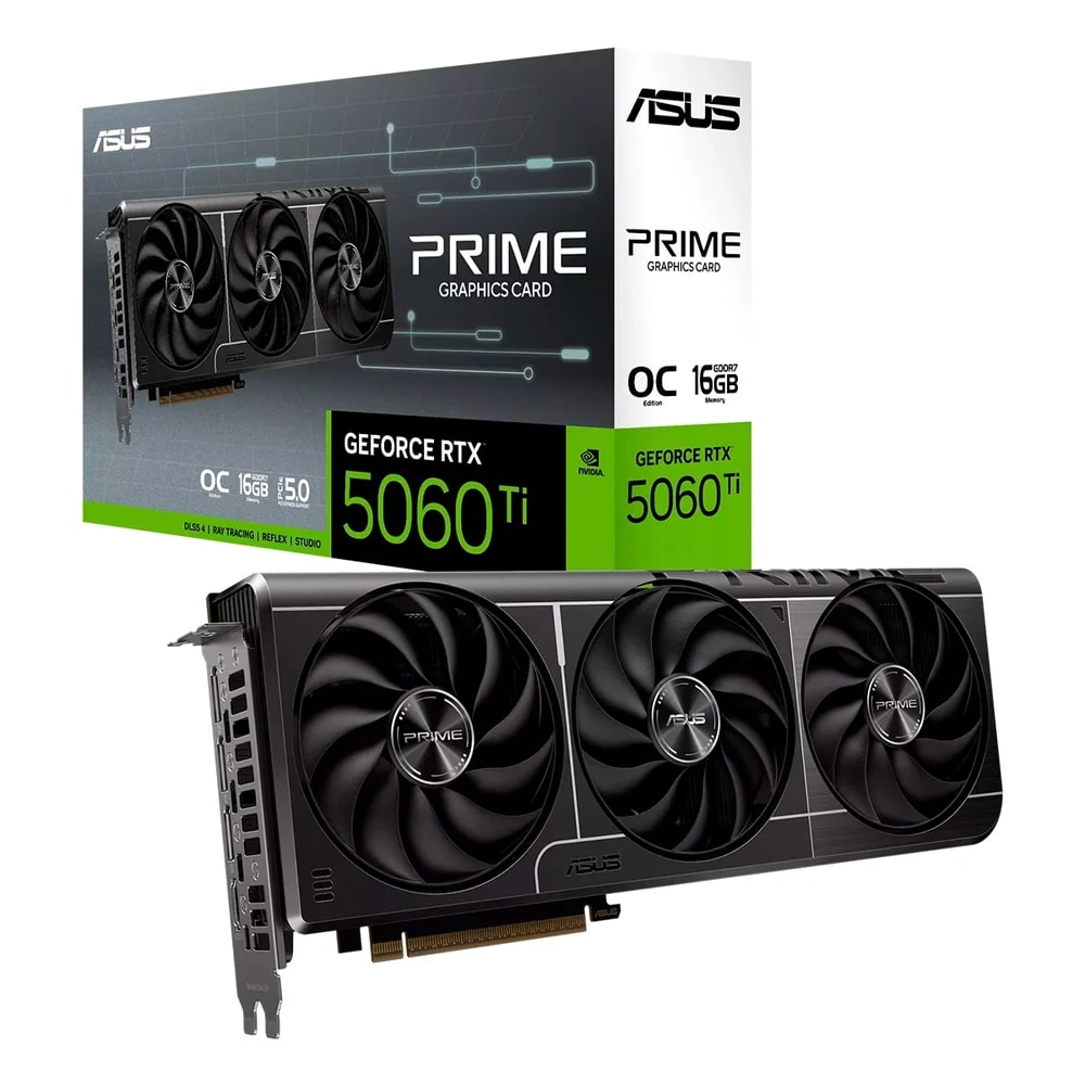 Tarjeta De Video ASUS Prime GeForce RTX-5060 TI OC 16GB GDDR7 128BIT HDMI 3DP 3Vent PCIe 5.0