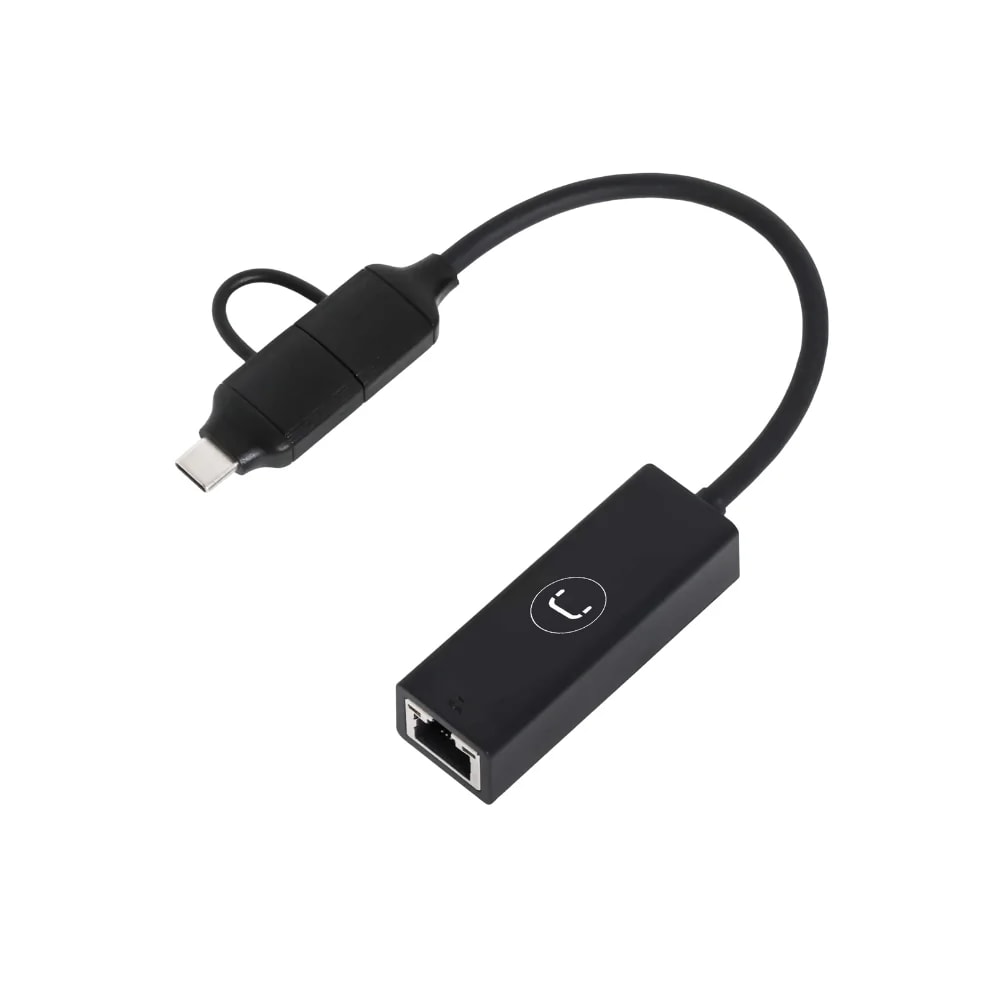 Adaptador Unno Tekno 2 en 1 AD3007GY USB tipo C y USB tipo A a RJ45 10/100/1000