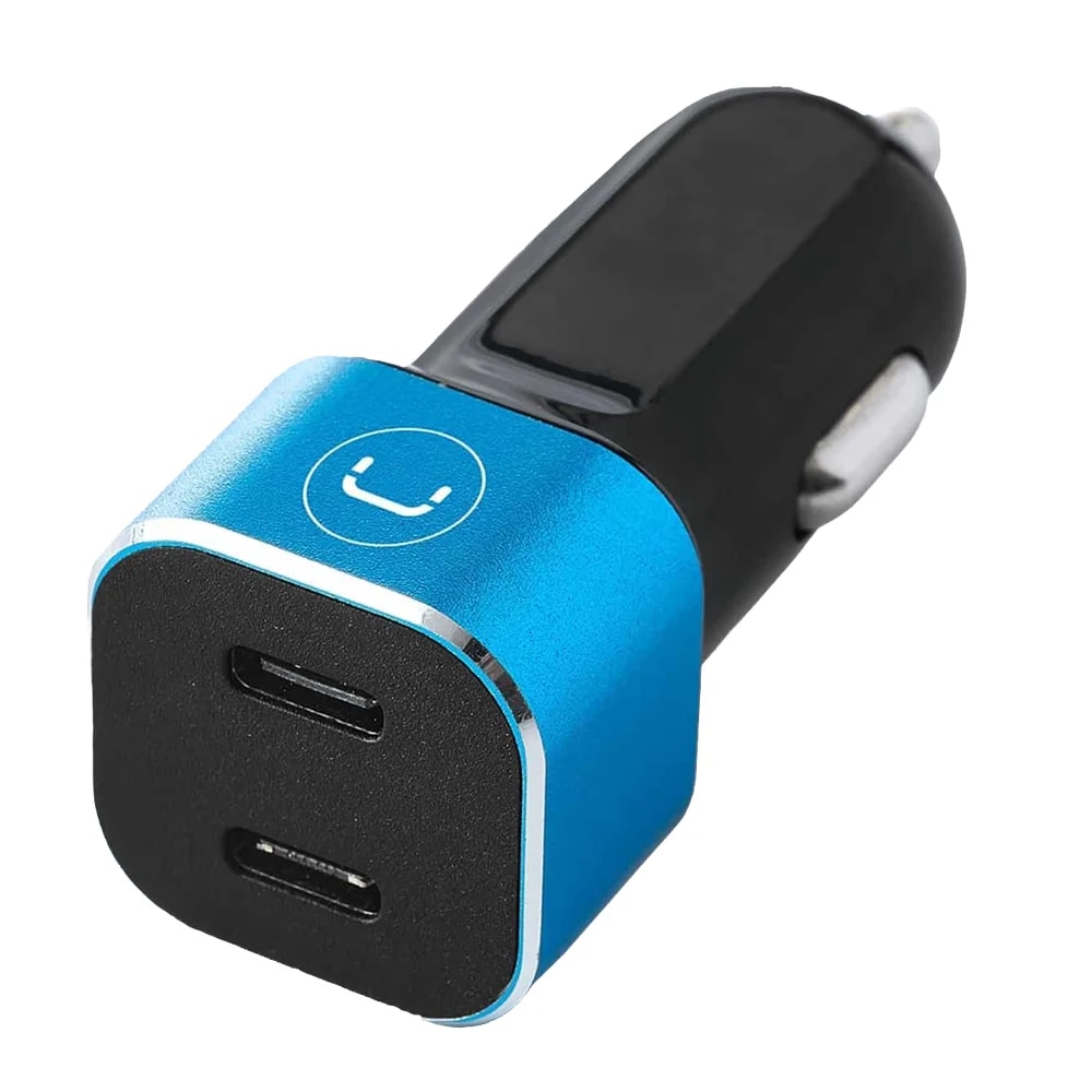 Cargador de auto Unno Tekno PW5027BK doble USB tipo C