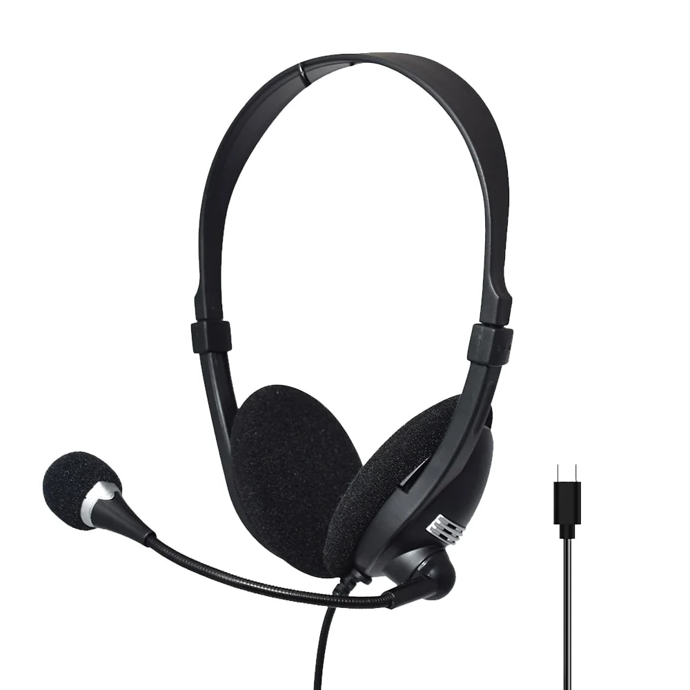 Audífono con micrófono Unno tekno HS7206BK ACE 5 USB tipo C negro