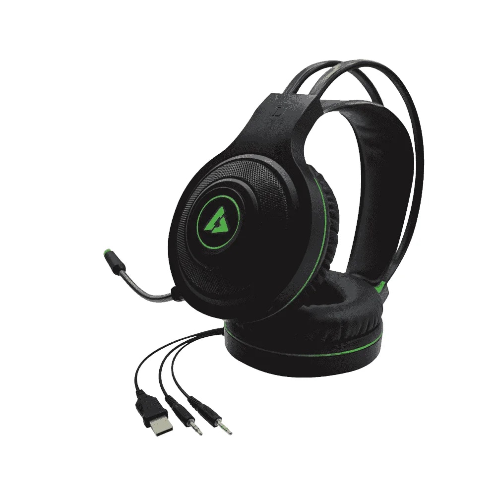 Audífono con micrófono Unno Tekno HS7235GN Gamer Brave BRV35 3.5mm – USB 2.0 negro-verde