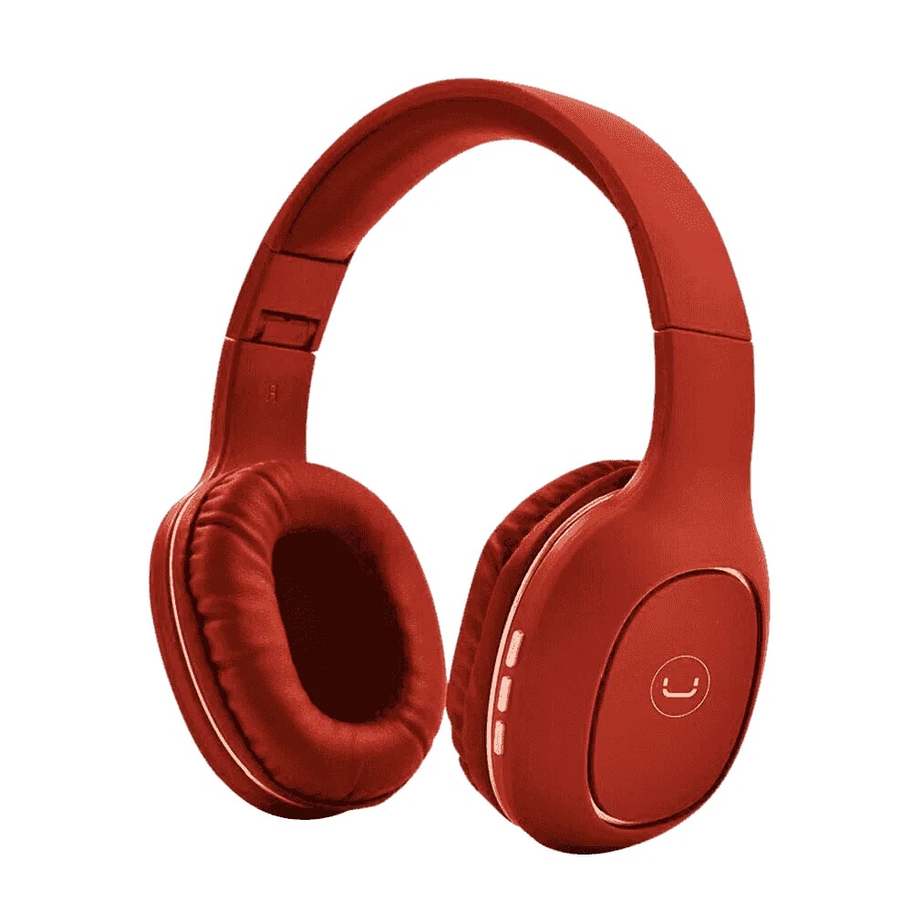 Audífono con micrófono Unno tekno HS7408RD Ovala inalambrico ranura microSD rojo